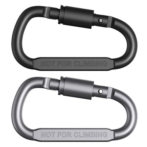 Escalada 2 uds D-ring bloqueo mosquetón Clip colgante gancho hebilla EDC herramientas (negro)