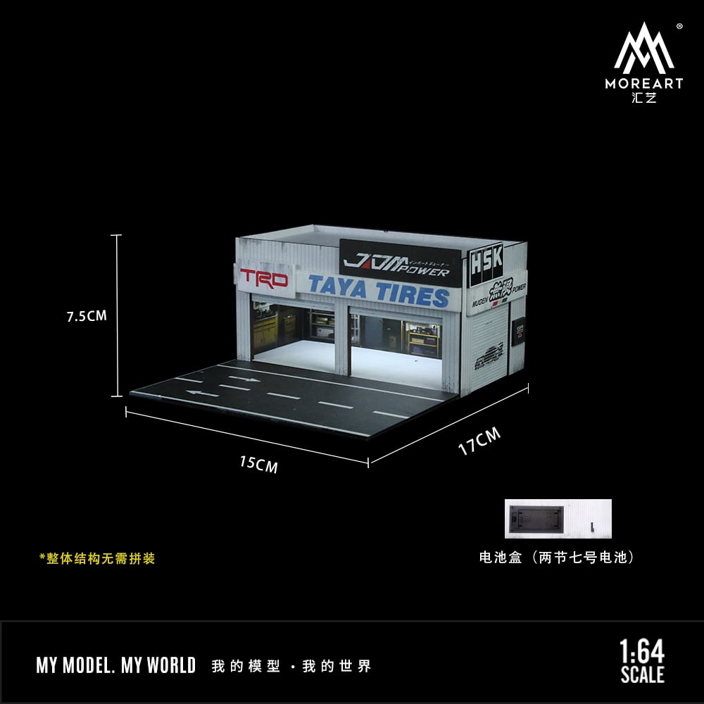 NUEIOVRW Diorama 1:64 Parking Lot Model, LED Lighting Diecast Car Garage Display Model, Car Showroom Scene Building Model Toy Gift, Car Models Display Case