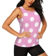 thumbnail image 2 of Haiem Pink And White Polka Dot Printed Women's Workout Tank Top, Quick-Dry Sleeveless Gym Shirt, Breathable Lightweight Athletic Top for Running, Yoga, and Casual Wear-, 2 of 7