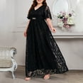 thumbnail image 4 of Xysaqa Women's Plus Size Chiffon Floral Lace Maxi Dress Short Sleeve Wedding Guest Mother Dress A-Line Midi Dress Elegant Formal Evening Party Long Dress 2X 3X 4X, 4 of 4