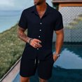thumbnail image 2 of RMGVDSD Mens Short Sets 2 Piece Outfits Fashion Casual Summer Mens Shirts Loose Fit Short Sleeved Shorts Set Comfortable Breathable Beach Outfit Comfort Sweatsuit Set, 2 of 9