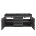 thumbnail image 6 of Wall Mount Double Sink Vanity Cabinet, Dark Grey Gray, Wood, Mid Century Hotel Bedroom Bathroom, Modern Contemporary HB34077, 6 of 11
