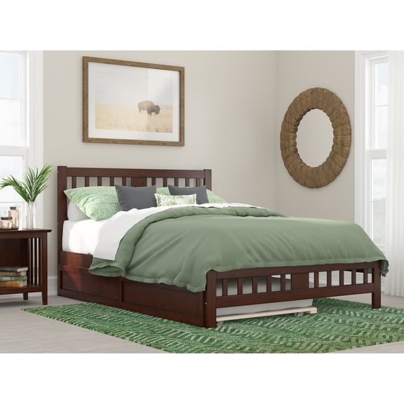 AFI Tahoe Wood Queen Platform Bed with Footboard and Twin XL Trundle in Walnut