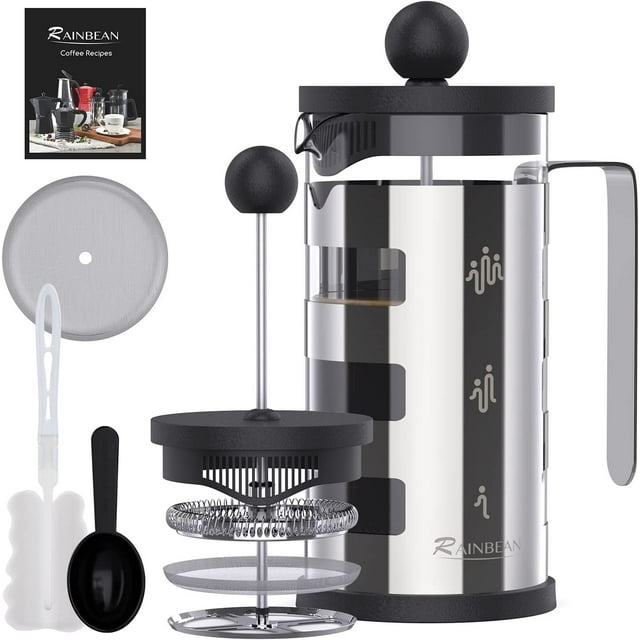 French Press Coffee Maker 2 Cups,Stainless Steel Housing Coffee Maker
