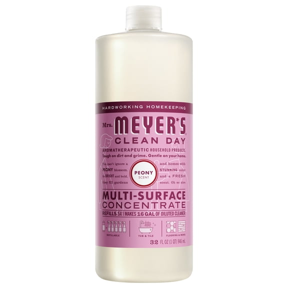 Mrs. Meyer's Clean Day Multi-Surface Everyday Concentrate, Peony Scent, 32 Fl Oz Bottle