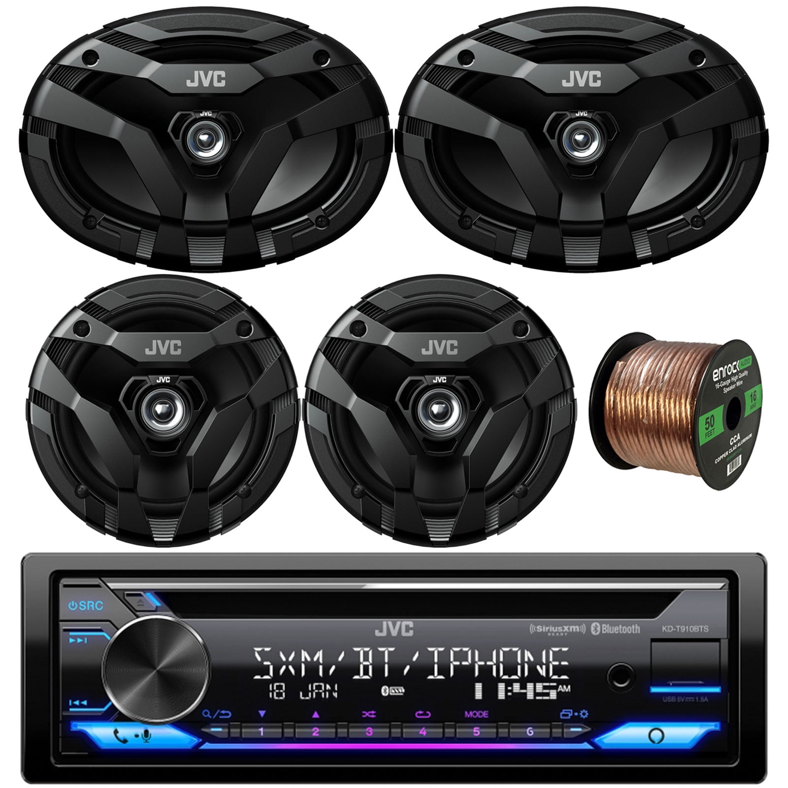 JVC KDT910BTS Single DIN InDash CD Player Bluetooth USB AUX AM/FM