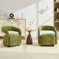 thumbnail image 4 of CQSXDA Chenille Fabric Swivel Accent Armchair, Barrel Leisure Chair With Curved Backrest, 22-Inch Seat Depth, Green, 4 of 14
