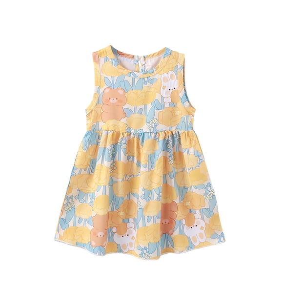 UANWENN Robes d'Été pour Filles pour Jouer Dehors Robe Décontractée Confortable et Extensible pour Tout-Petits Jusqu'aux Enfants de 12 Mois à 8 Ans Douce Respirante Facile à Agencer et Robe Décontractée Filles Taille 8 Action de Grâce