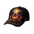 thumbnail image 2 of ZDNIXIAN Halloween Full‑Print Graphic Baseball Cap, Dark Night Wizard Castle Full Moon Pumpkin Bat Scenery Printed Adjustable Hat, Lightweight Structured Crown Unisex Holiday Costume Accessory, 2 of 3