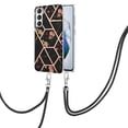 thumbnail image 2 of Samsung Galaxy S21 FE 5G Phone Case, Silicone TPU Shockproof Adjustable Neck Lanyard Crossbody Strap Slim Cute Girls Women Outdoor Case Cover  Galaxy S21 FE 6.4" Phone, Black Marble, 2 of 5