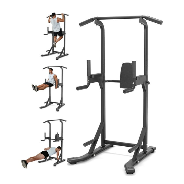 Multi-Functional Free Standing Pull Up Bar Power Tower – 450 lbs Capacity Adjustable Dip Station – for Home Gym, Pull Ups, Dips, Leg Raises