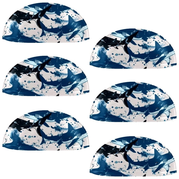 PhooArto 6 Pcs Cup Drawer Pulls, Sharks Blue Splash Pattern Shell Shape Handles Cabinet Knobs for Dresser Cupboard Closet Wardrobe with Screws