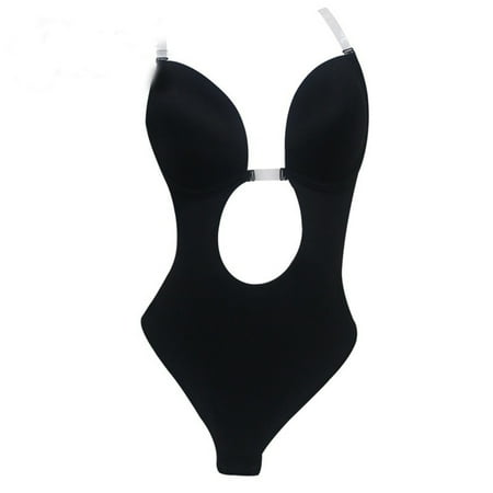 

fanshao Women Seamless Backless Underwear Dress Push Up Bodysuit Clear Strap Body Shaper