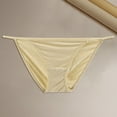 thumbnail image 2 of Prolriy Cotton Underwear for Women, Women's Solid Color String Bikini Panty Stretch Briefs Womens Underwear Khaki M, 2 of 5