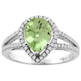 thumbnail image 1 of 14K White Gold Natural Peridot Ring Pear Shape 9x7 mm Diamond Accents, size 10, 1 of 3