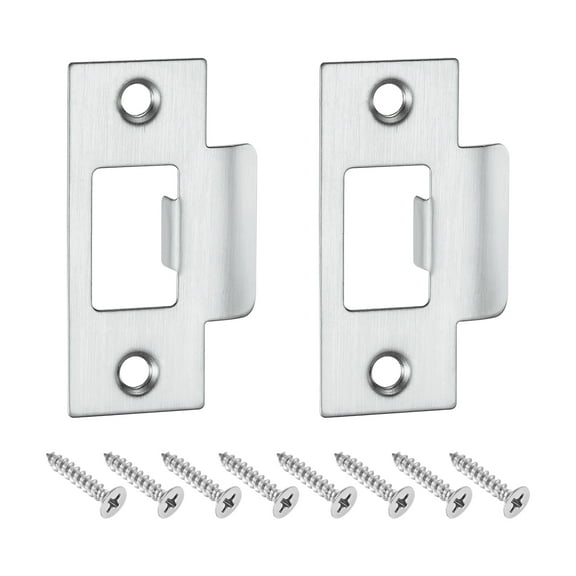 T Door Strike Plate, 2Pack 70mm x 40mm 201 Stainless Steel Latch Deadbolt Strike Plate for Door Frame Door Jamb, Silver