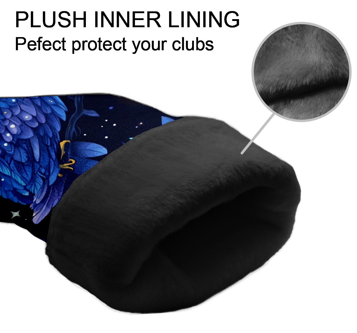 Golf Club Head Covers - Blue Owl Design, PU Leather, Waterproof, Fits Fairway Woods/Hybrid, Unisex, Fits Most Brands