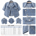 thumbnail image 6 of Mrat Women's 3/4 Sleeve Short Denim Jacket Light Cropped Jean Jackets Coats Denim Blazer for Women S-35 Light Blue XL, 6 of 9