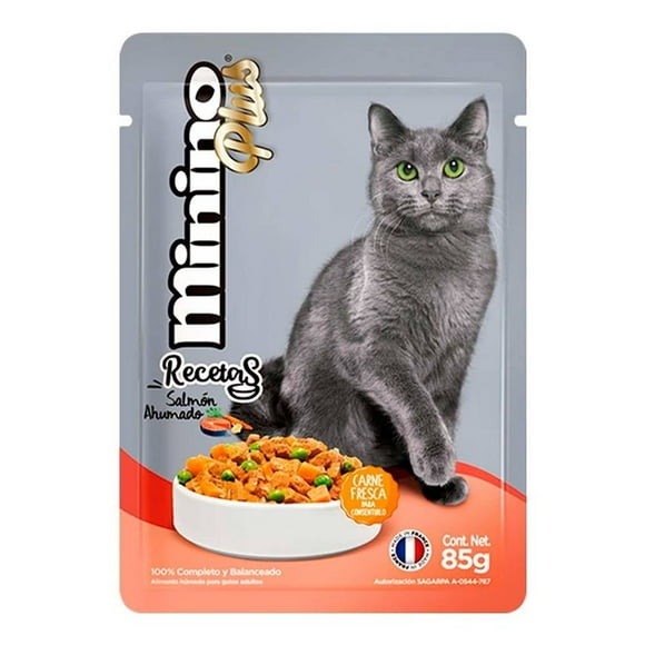 Alimento para Gato Minino Plus Recetas Salmón Ahumado 85 g