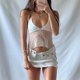 thumbnail image 1 of Camisoles Tirantes pequeños de punto con cuello en V y costuras de malla sexy Y2K Ygjytge para Mujer Blanco T S, 1 of 6