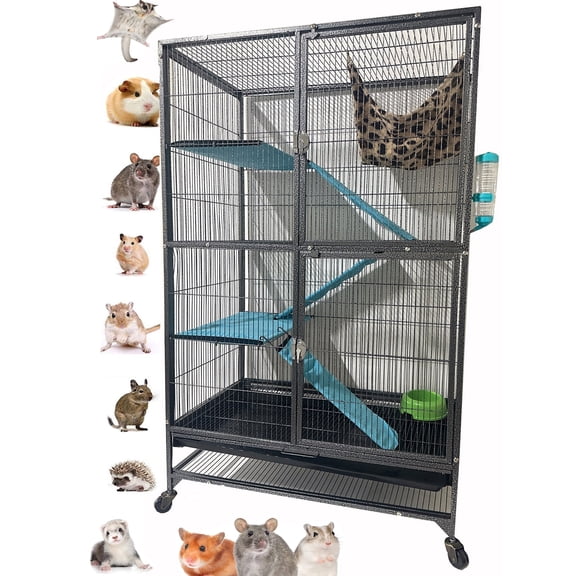 X-Large Full Two Story Unit Small Animal Critter Hamster Habitat Mouse Rat Gerbil Home Guinea Pig House Tight 1/2-inch Wire Spacing Rolling Cage for Ferret Chinchilla Sugar Glider Hedgehog