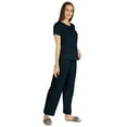 thumbnail image 2 of Inkmeso Womens 2Pcs Solid Nightwear Set Short Sleeves Top & Pajama Sets Soft Cotton Loungewear, 2 of 7