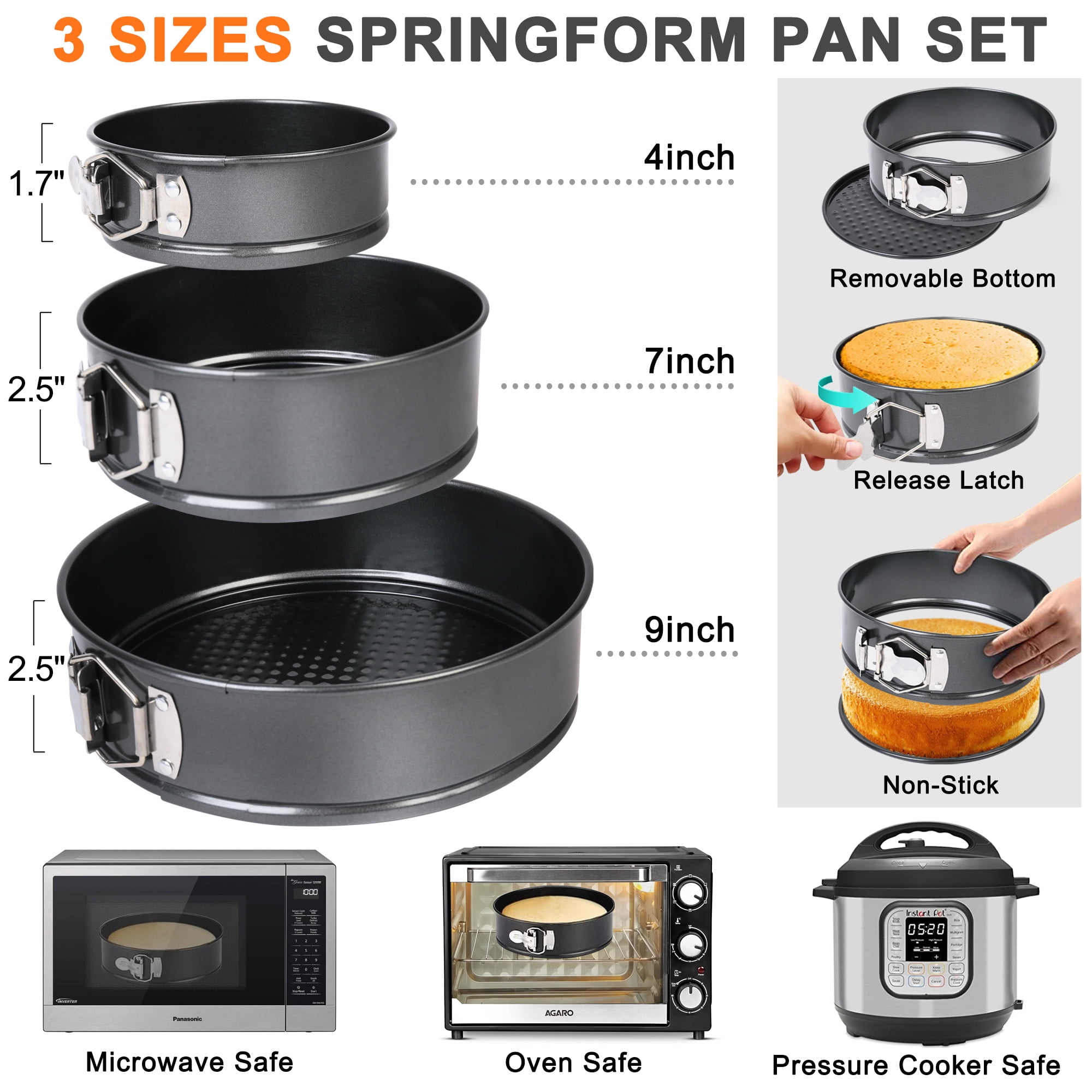 LotFancy Cake Decorating Kit, Cake Baking Supplies Set with Rotating Turntable, 3 Springform Pans