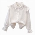 thumbnail image 3 of CAUYDY Western Girls Button Down Shirt Ruffle Long Sleeve Blouse Pretty Top for Kids Back to School Wear White Sizes 7-8 Years, 3 of 8