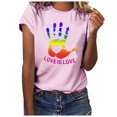 thumbnail image 1 of TSADFHJI Sweat à Capuche pour Femmes, Col Rond, Imprimé Love Is Love, Manches Courtes, P, 1 of 6