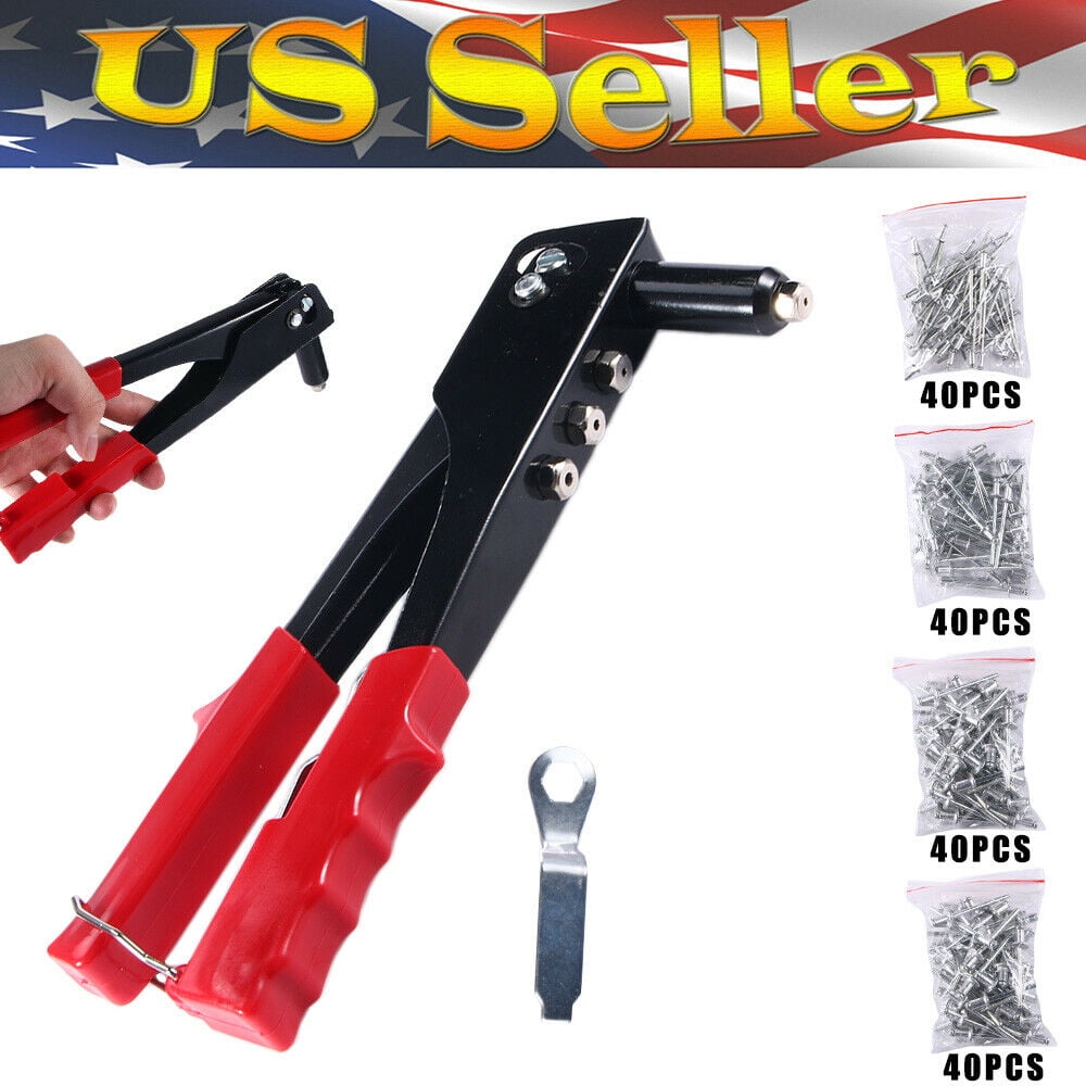 Riveter Gun + 160 pcs Rivet Hand Tool Kit Set Gutter Repair Heavy Duty