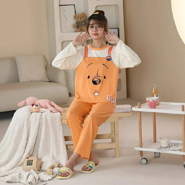 Disney Conjunto de pijamas a juego Kawaii para mujer y nina ropa de dormir suave de manga larga para otono y primavera