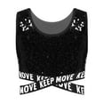 thumbnail image 3 of dPois Kids Girls Sparkle Sequin Hip Hop Dance Top Vest Crisscross Back Sleeveless Metallic Jazz Tank Black 14, 3 of 6