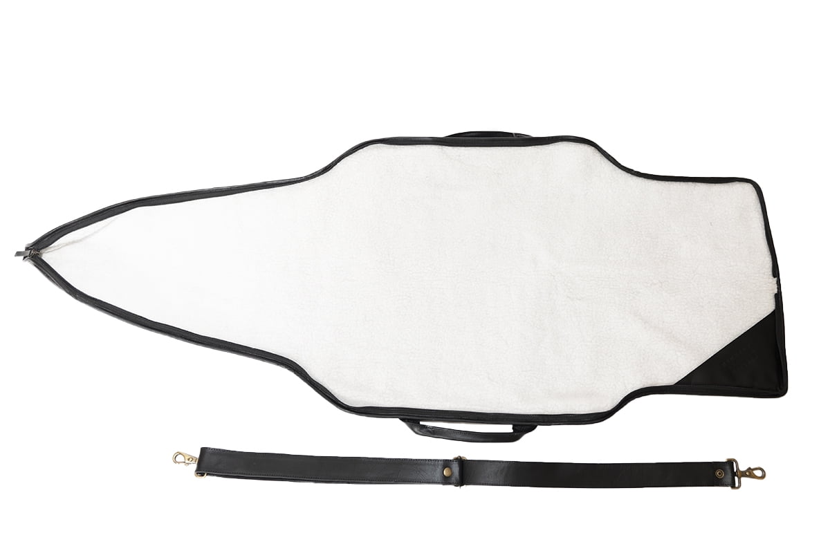 Handcrafted English Genuine Leather 50” Rifle Gun Shotgun Case Bag Black