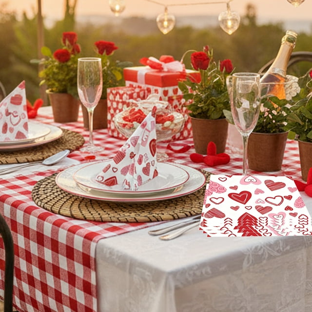 Servilletas de papel, adornos navideños, 20 servilletas con estampado de corazones para San Valentín, perfectas para fiestas, pañuelos desechables decorativos, decoraciones de Halloween, decoración de
