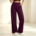 thumbnail image 3 of Bloomae Wide Leg Dress Pants Women Stretchy Pull on Work Slacks Elastic High Waisted Business Casual Trousers with Pockets, 3 of 6