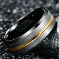 thumbnail image 3 of 8mm Matte Finish Men's Tungsten Ring Thin gold Line Wedding Band Comfort Fit Size 6-14, 3 of 6