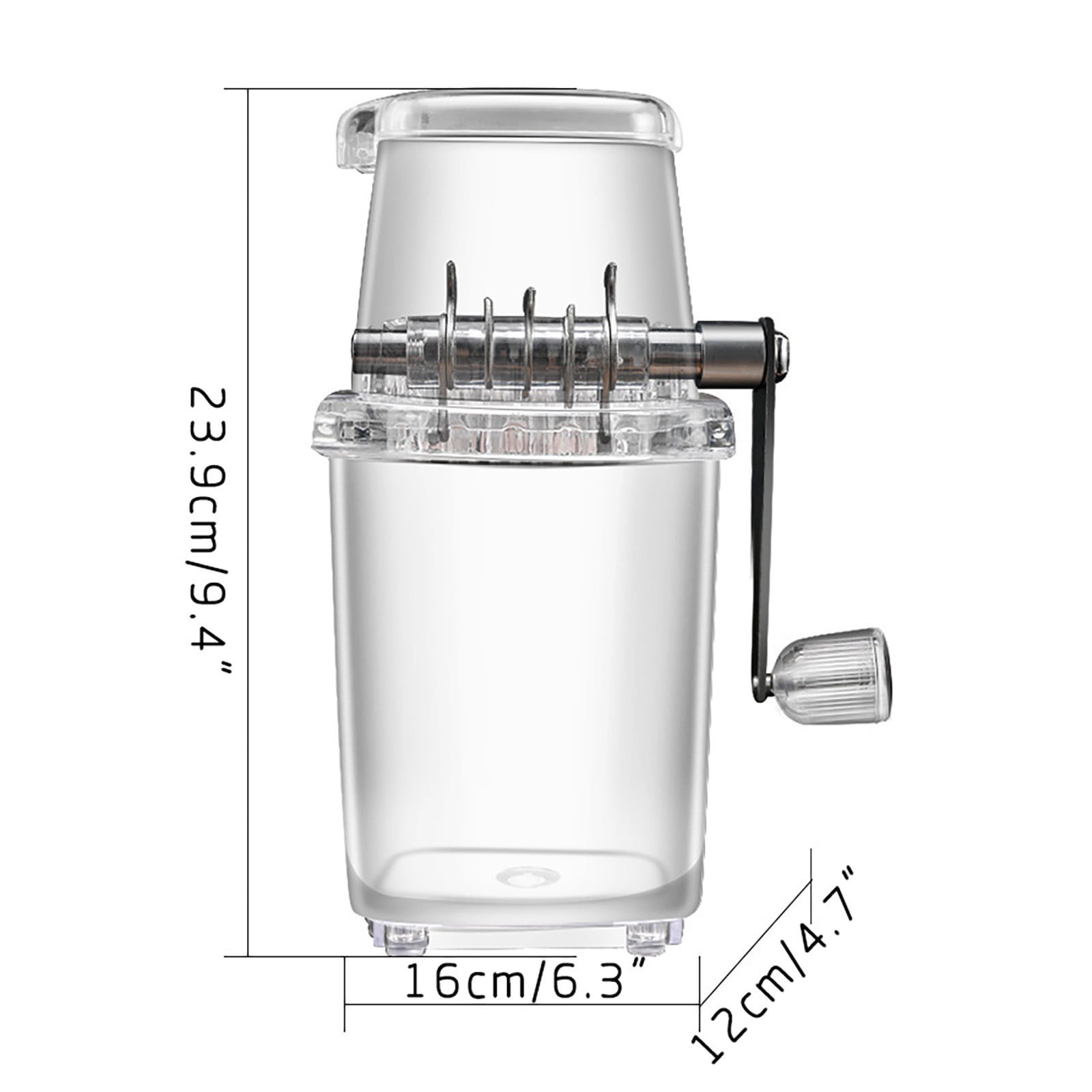 Ice Crusher,Manual Rotary Ice Crushers,Ice Grinder,Transparent Ice Shaver,Hand Cranked Slushie Machine,Non-slip Handle Openable Lid Crushed Ice Maker for Home Use with Stainless Steel Blades