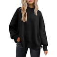 thumbnail image 1 of ORUYROP Women's Crewneck Batwing Long Sleeve Sweater 2023 Fall Oversized Ribbed Knit Side Slit Pullover Top, 1 of 7