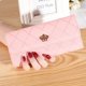 thumbnail image 3 of Cartera de mujer larga estilo coreano con hebilla de embrague rombo corona billetera multitarjeta, 3 of 6