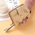 thumbnail image 1 of Auspicious-leather Short Wallet, Cute Leather Wallet Wallet Fashion Short Wallet Khaki, 1 of 2