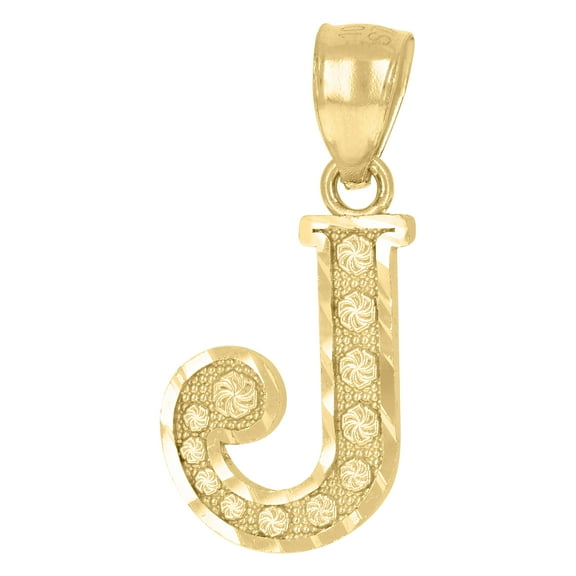 10k Yellow Gold Unisex Initial J Alphabet Charm Pendant