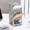 thumbnail image 4 of Lksixu Metal Mesh Desk Organizer, 5-Layer Pencil Container Stationery Holder, Small Desktop Pen Storage Rack, Multi-Purpose Makeup Brushes Storage Box for Home Office, 4 of 7