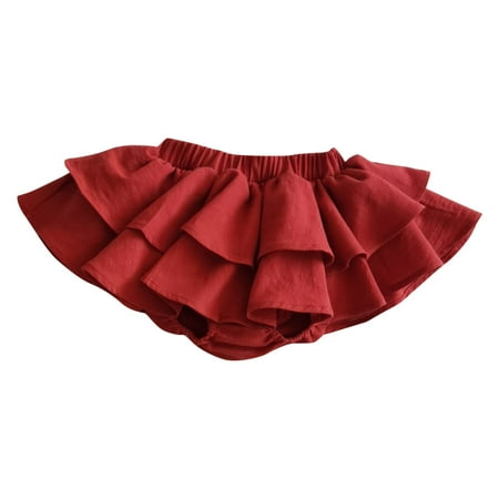 HaiMao Baby Girls Bloomer Skirt Clearance Shorts Bowknot Ruffle Diaper Cover Shorts Briefs Cute Bloomers Underpants Red 5-6 Years