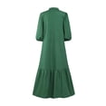 thumbnail image 4 of ZANZEA Women Stand Collar Puff Sleeve Button Down Ruffled Dress, 4 of 13