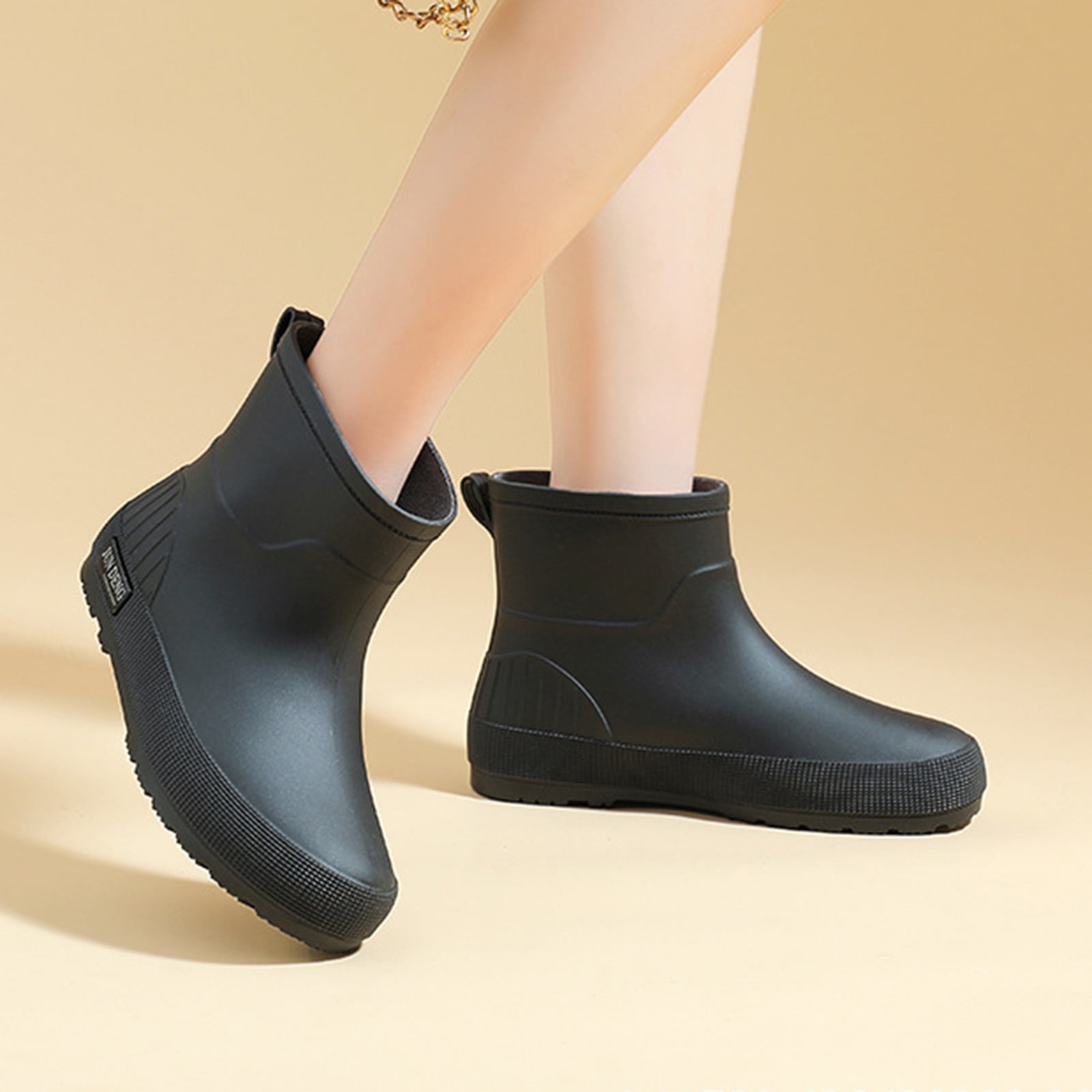 Msgweeeg Womens Short Boots Womens Short Boots Women's Short-Top Waterproof and Outdoor Fall and Winter Comfortable Height-Increasing Heel Rain Boots