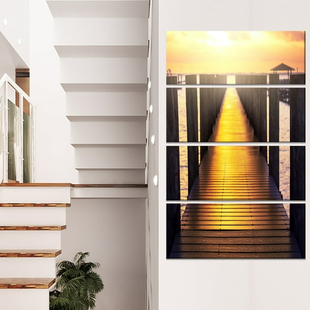 Pont de Mer avec Réflexion du Coucher de Soleil - Impression sur Toile