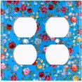 thumbnail image 3 of Metal Light Switch Plate Outlet Cover Colorful Floral Garden Wallpaper Blue ROS041, 3 of 14