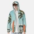 thumbnail image 2 of Daiia Vintage Surf Van Beach UPF 50+ Sun Protection Hoodie Jacket Lightweight Long Sleeve Sun Shirt for Women Men with Pocket Hiking Outdoor-Medium, 2 of 7