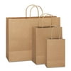 8in  X 4.75in X 10in - 10in X 5in X 13in - 16in X 6in X 12in  - 25 Pcs Each Size- Brown Retail Kraft Paper Gift Wrap Bag With Rope Handle