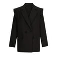 thumbnail image 3 of WXLWZYWL Blazers for Women Business Casual Oversized Lapel Button Down Solid Work Office Blazer Jacket Open Front Long Sleeve Blazer with Pockets, 3 of 5